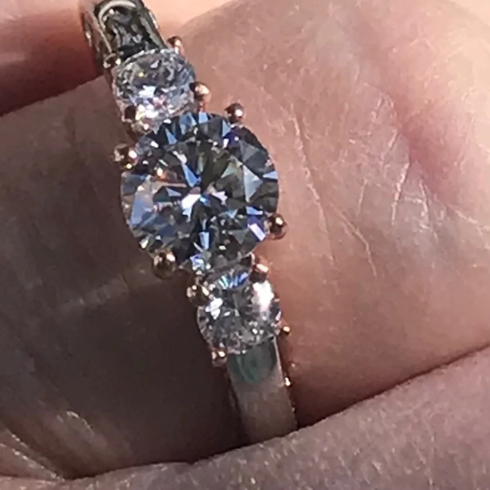 New .925 Three Diamond Ring, Size 8